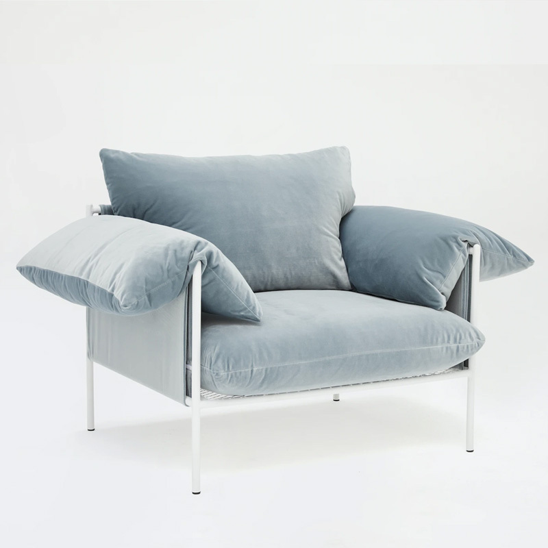 Italian minimalist sofa, living room row design, light luxury luxury villa leisure sofa,Velvet fabric, single seat