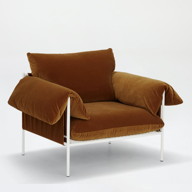 Italian minimalist sofa, living room row design, light luxury luxury villa leisure sofa,Velvet fabric, single seat