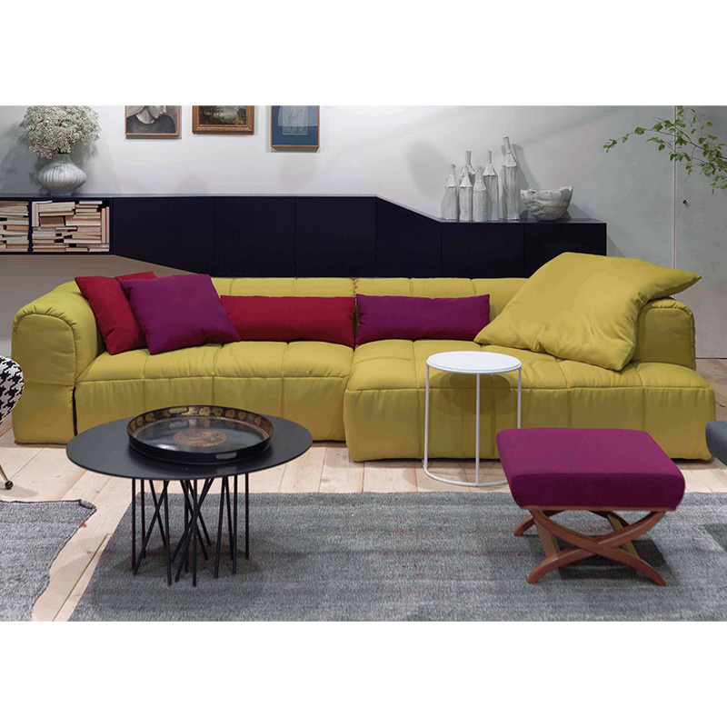 Modern simple armchair, Japanese light luxury sofa chair, leisure living room fabric sofa, multi-module multi-seat sofa，seater for 4