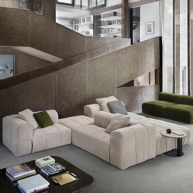 Modern simple armchair, Japanese light luxury sofa chair, leisure living room fabric sofa, multi-module multi-seat sofa