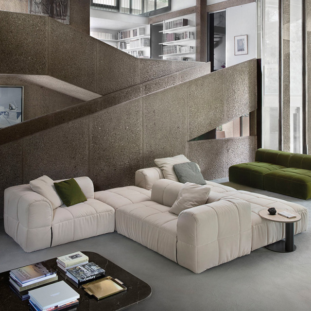 Modern simple armchair, Japanese light luxury sofa chair, leisure living room fabric sofa, multi-module multi-seat sofa