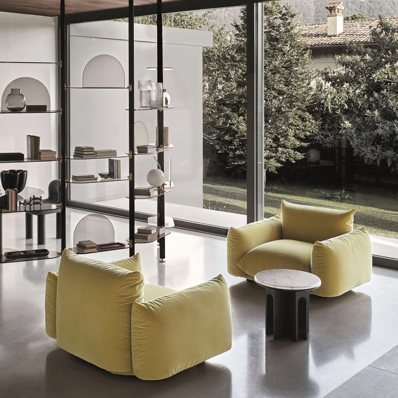 Modern simple armchair, Japanese light luxury sofa chair, leisure living room fabric sofa, single chair
