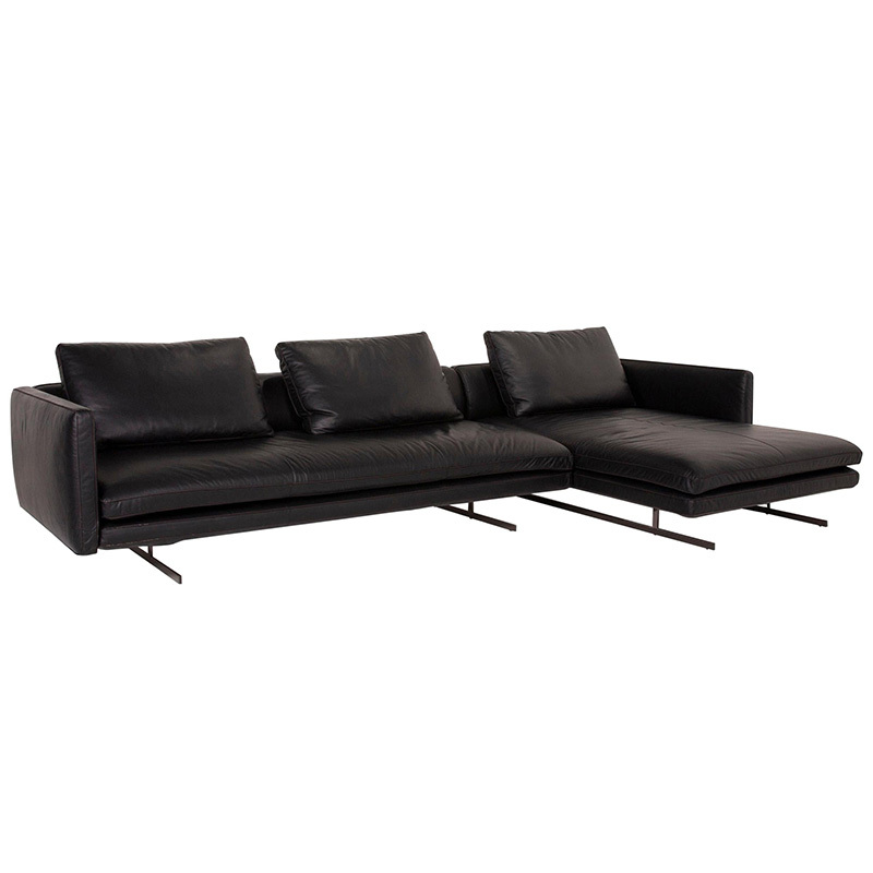 Italian minimalist sofa living room straight row designer leather light luxury villa Large floor, 3 seats + chaise