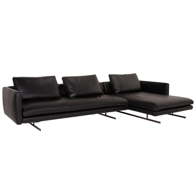 Italian minimalist sofa living room straight row designer leather light luxury villa Large floor, 3 seats + chaise