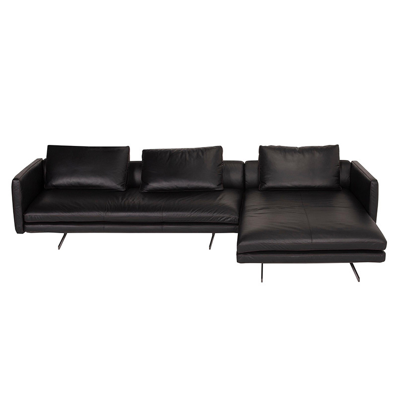 Italian minimalist sofa living room straight row designer leather light luxury villa Large floor, 3 seats + chaise