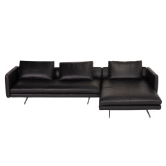 Italian minimalist sofa living room straight row designer leather light luxury villa Large floor, 3 seats + chaise