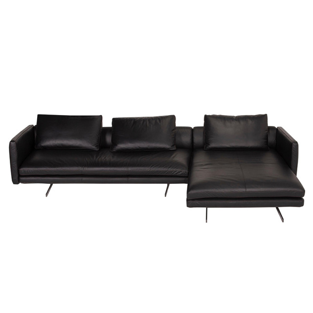 Italian minimalist sofa living room straight row designer leather light luxury villa Large floor, 3 seats + chaise