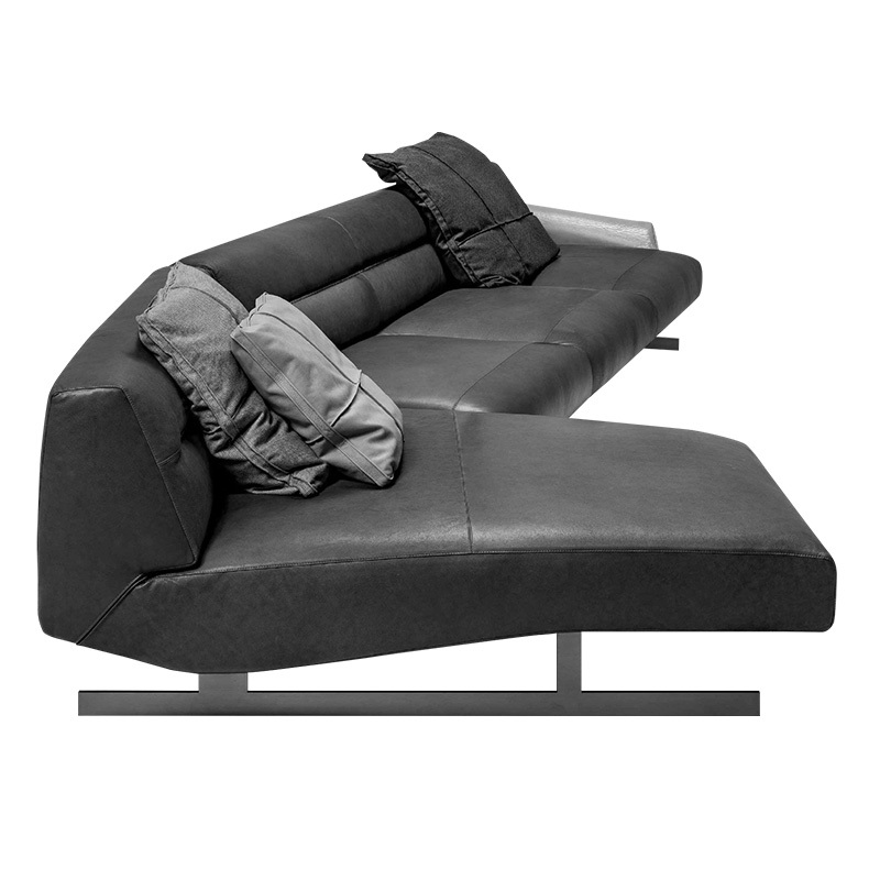 Italian minimalist sofa living room straight row designer leather light luxury villa Large floor, 3 seats + chaise