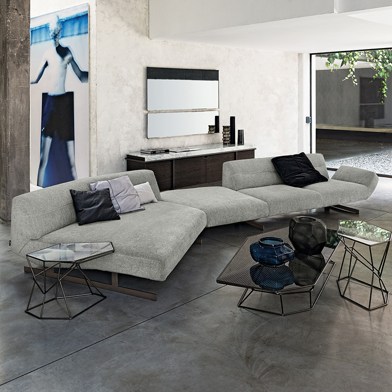 Italy Northern Europe high-end imported modern living room guest combination fabric sofa, 2 seats + small seat + chaise