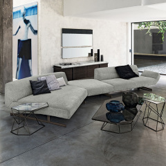Italy Northern Europe high-end imported modern living room guest combination fabric sofa, 2 seats + small seat + chaise
