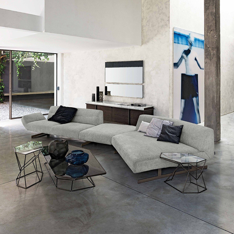 Italy Northern Europe high-end imported modern living room guest combination fabric sofa, 2 seats + small seat + chaise
