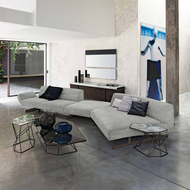 Italy Northern Europe high-end imported modern living room guest combination fabric sofa, 2 seats + small seat + chaise