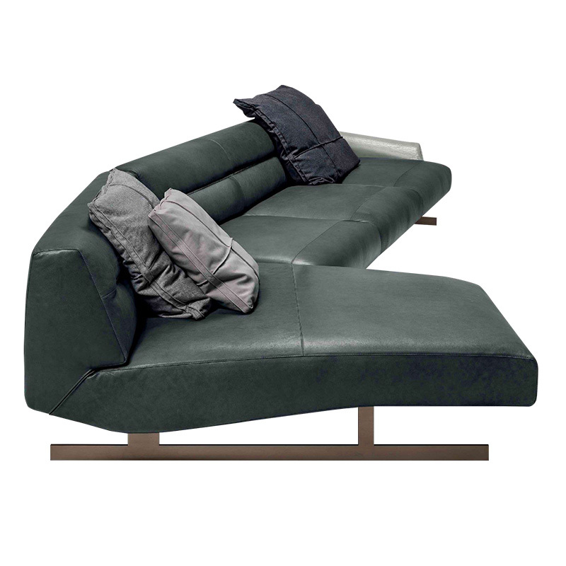 Italian minimalist sofa living room straight row designer leather light luxury villa Large floor, 3 seats + chaise