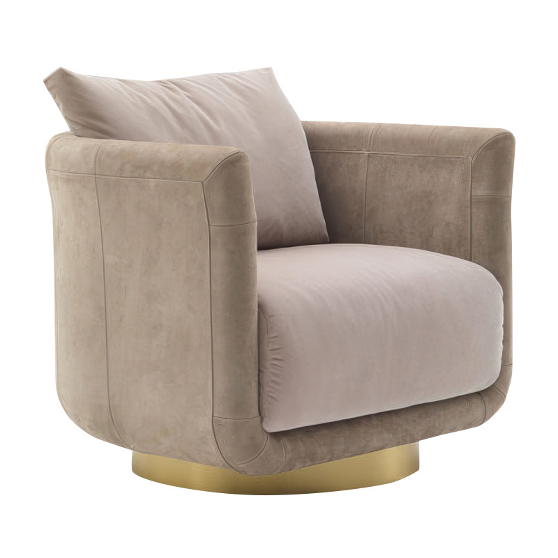 Nordic Italian light luxury simple metal stainless steel single sofa, post-modern flannelette home art sofa chair
