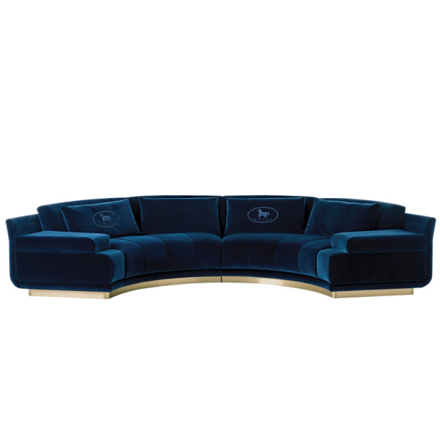 Nordic Italy light luxury simple metal stainless steel 4-seat sofa, postmodern velvet home art sofa chair