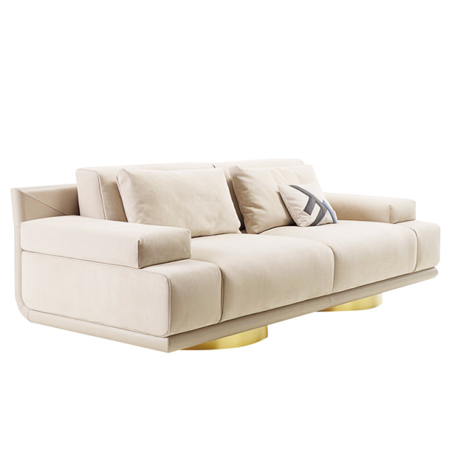 Nordic Italy light luxury simple metal stainless steel 2-seat sofa, post-modern velvet home art sofa chair
