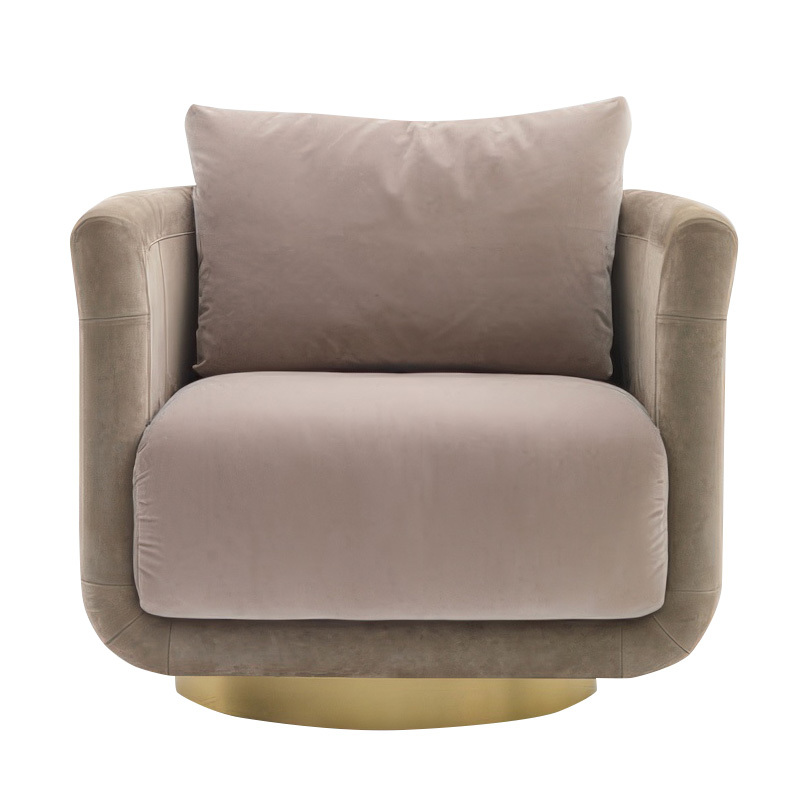 Nordic Italian light luxury simple metal stainless steel single sofa, post-modern flannelette home art sofa chair
