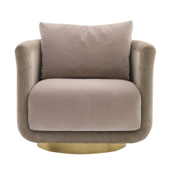 Nordic Italian light luxury simple metal stainless steel single sofa, post-modern flannelette home art sofa chair