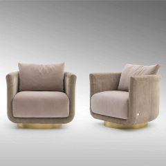 Nordic Italian light luxury simple metal stainless steel single sofa, post-modern flannelette home art sofa chair