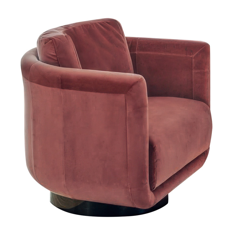 Nordic Italian light luxury simple metal stainless steel single sofa, post-modern flannelette home art sofa chair