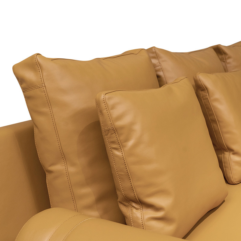 Italian minimalist sofa living room straight row designer leather light luxury villa Large floor, 2 seats