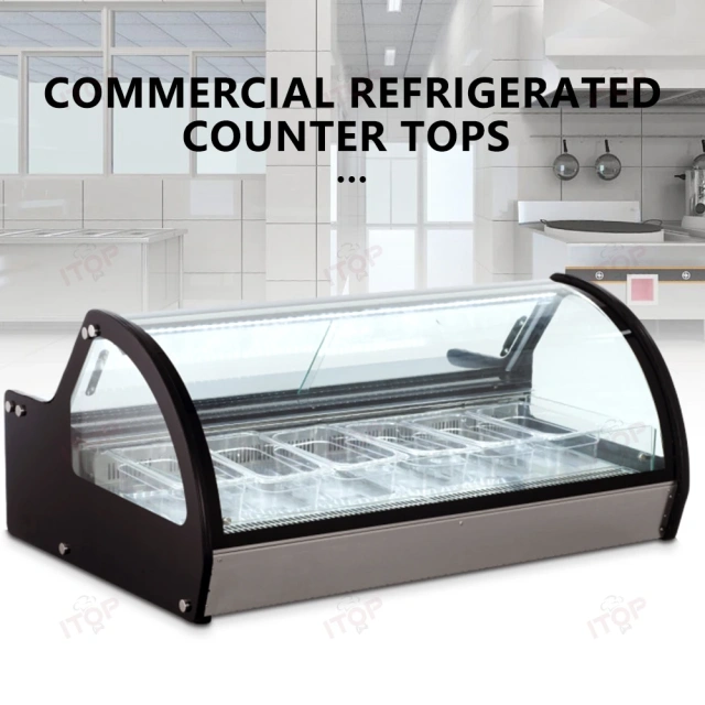 IT-FSF-D1 Table Top Italian Gelato Showcase Freezer Ice Cream Display Refrigeration Equipment