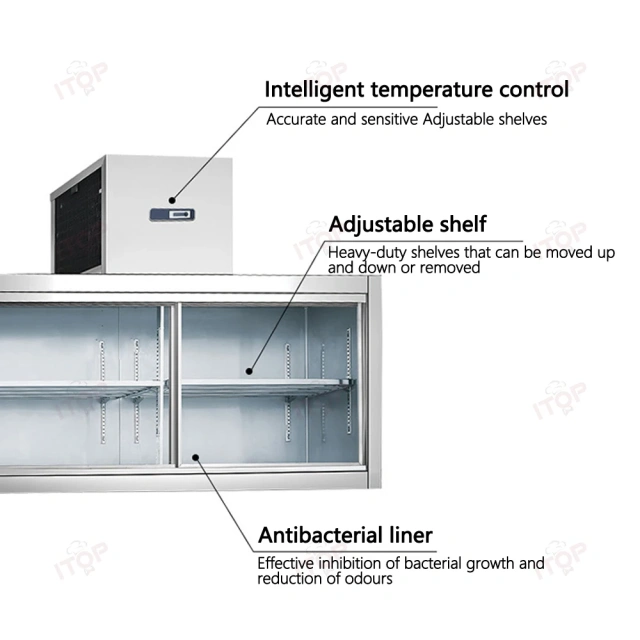 IT-WC-1200 1.2M 1.5M 1.8M Hanging Wall Refrigerator Stainless Steel Cooling Cabinet