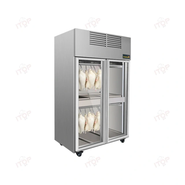 IT-DC-SY01 Supermarket Air Cooling Double Glass Door Duck Display Refrigerator