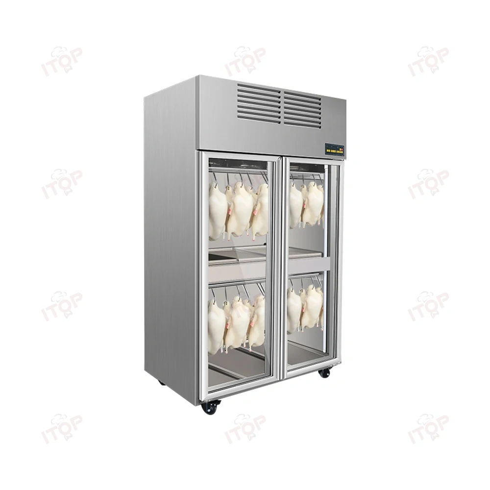 IT-DC-SY01 Supermarket Air Cooling Double Glass Door Duck Display Refrigerator