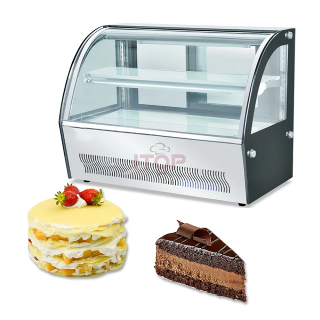 IT-CS-35 Multiple Models Commercial Curved Glass 2 Layers Cake Display Showcase