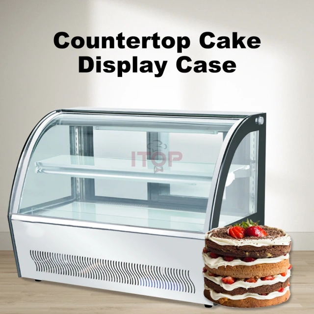 IT-CS-35 Multiple Models Commercial Curved Glass 2 Layers Cake Display Showcase