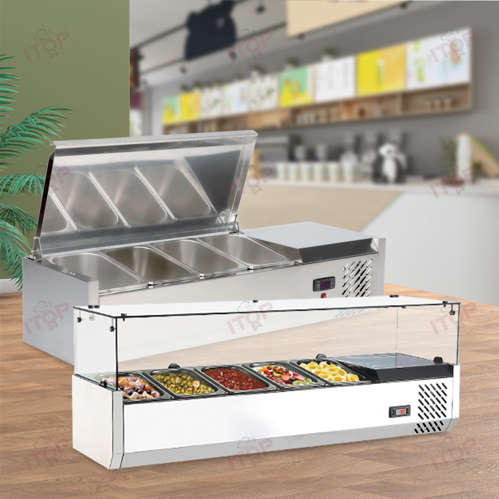 IT-SDC-4S Commercial Supermarket Fresh Fruit Salad Table Top Freezer Cabinet