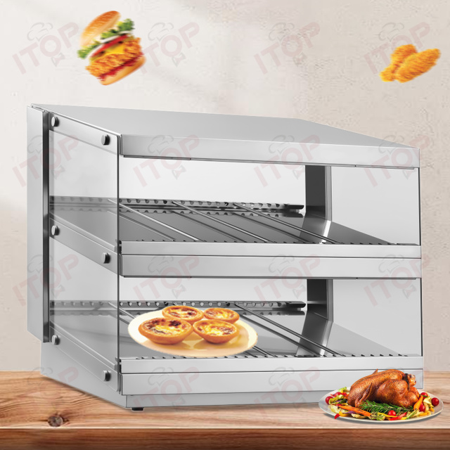IT-HDC-D85 Hot Air Circulation Catering 2-layer Desktop Burger Fry Food Warmer Display