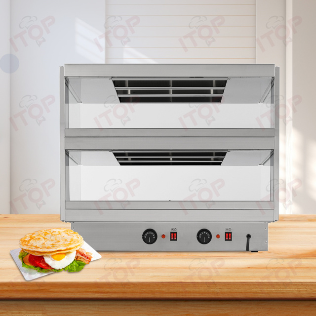 IT-HDC-D85 Hot Air Circulation Catering 2-layer Desktop Burger Fry Food Warmer Display