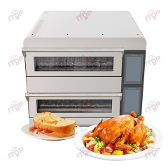 IT-DIO-2 Electric Commercial Frozen Pizza Rapid Speed Impinged Air Double Deck 16 Inch Turbo Oven
