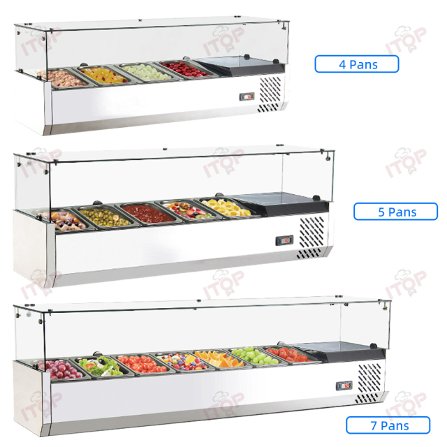 IT-SDC-4G 4/5/7 Gn Pans Glass Cover Commercial Electric Salad Countertop Showcase Freezer