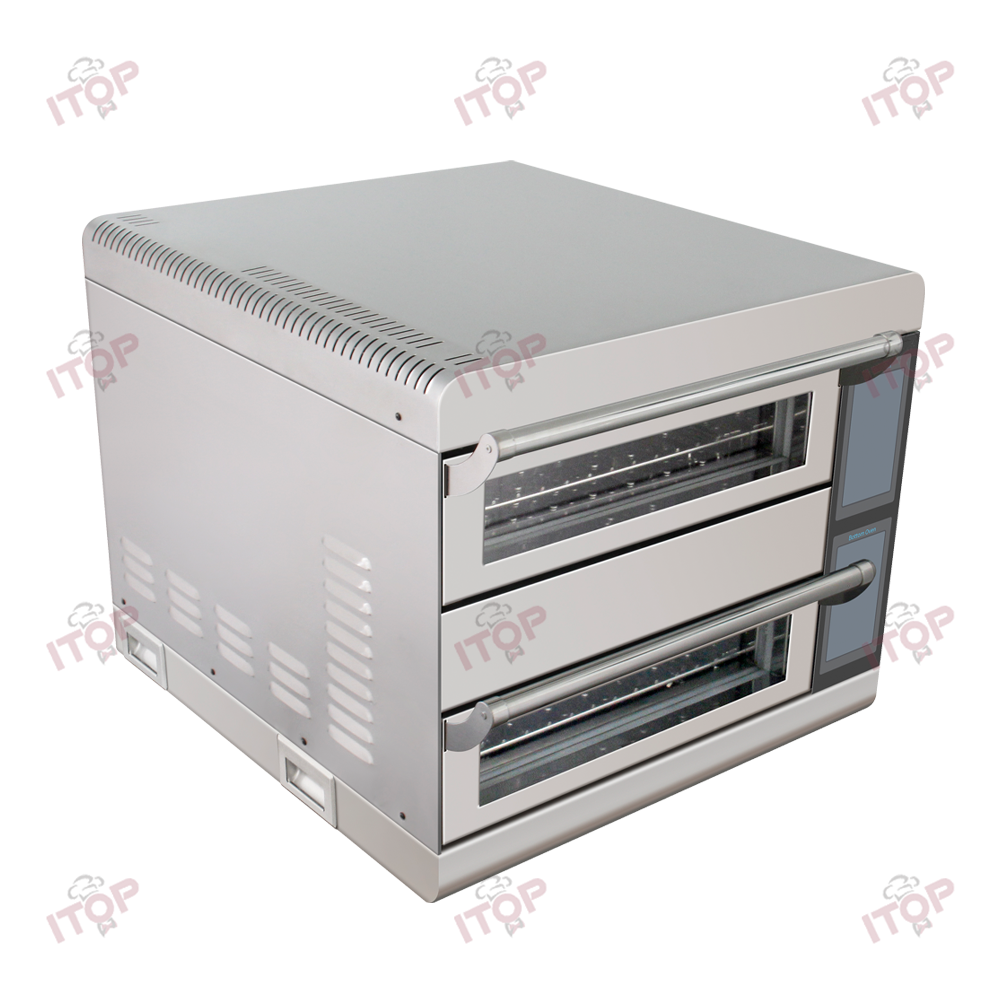 IT-DIO-2 Electric Commercial Frozen Pizza Rapid Speed Impinged Air Double Deck 16 Inch Turbo Oven