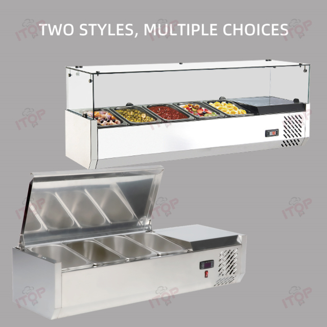 IT-SDC-4G 4/5/7 Gn Pans Glass Cover Commercial Electric Salad Countertop Showcase Freezer