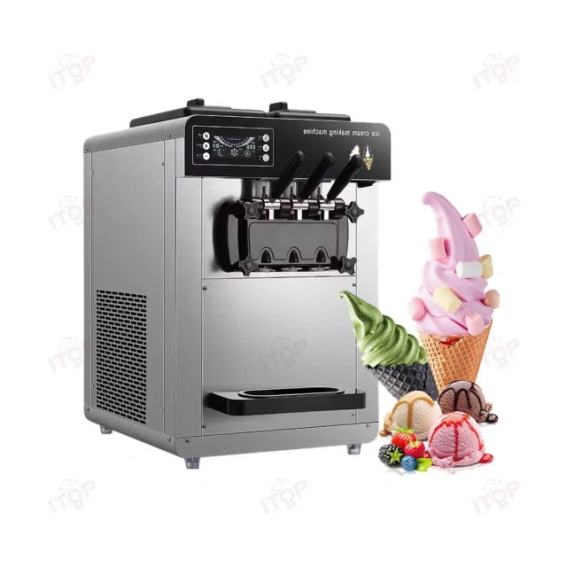 IT-SICM-603 Table Top 100pcs/h 6L*2 Hopper Commercial 3 Flavor Soft Serve Ice Cream Maker Machine