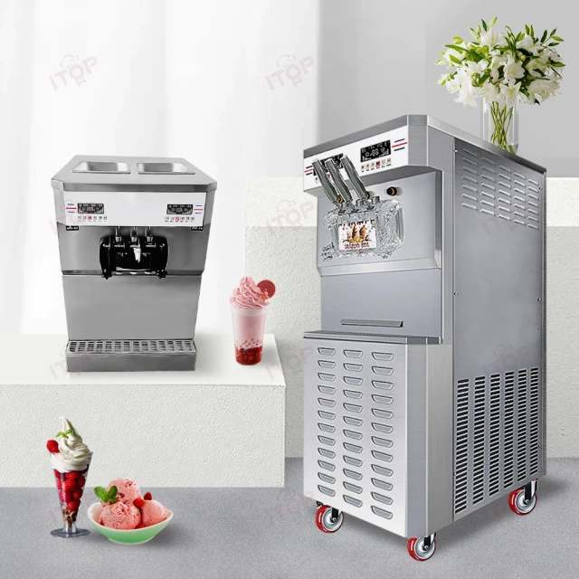 IT-ICM58L-6D Air Pump Commercial Table Top Three Flavors Soft Serve Dual System Ice Cream Machine