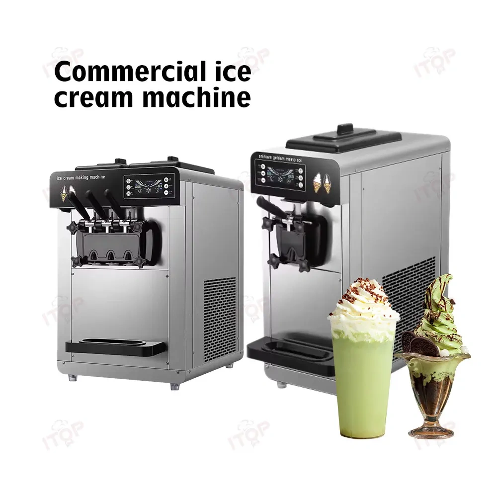 IT-SICM-603 Table Top 100pcs/h 6L*2 Hopper Commercial 3 Flavor Soft Serve Ice Cream Maker Machine