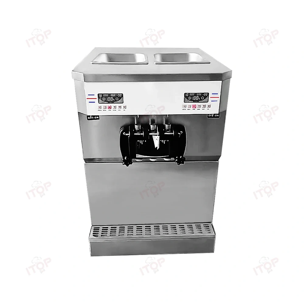 IT-ICM58L-6D Air Pump Commercial Table Top Three Flavors Soft Serve Dual System Ice Cream Machine
