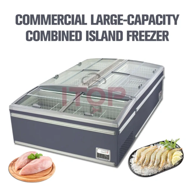 IT-IF-1.8M Direct Cooling Supermarket Showcase 1.8m 900L Capacity Island Display Deep Freezer