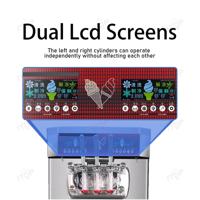 IT-SICM-68LC 68L/H Gelato Maker Hotel 7 Days Pre-cooling Fresh Dual Operating System Soft Ice Cream Machine