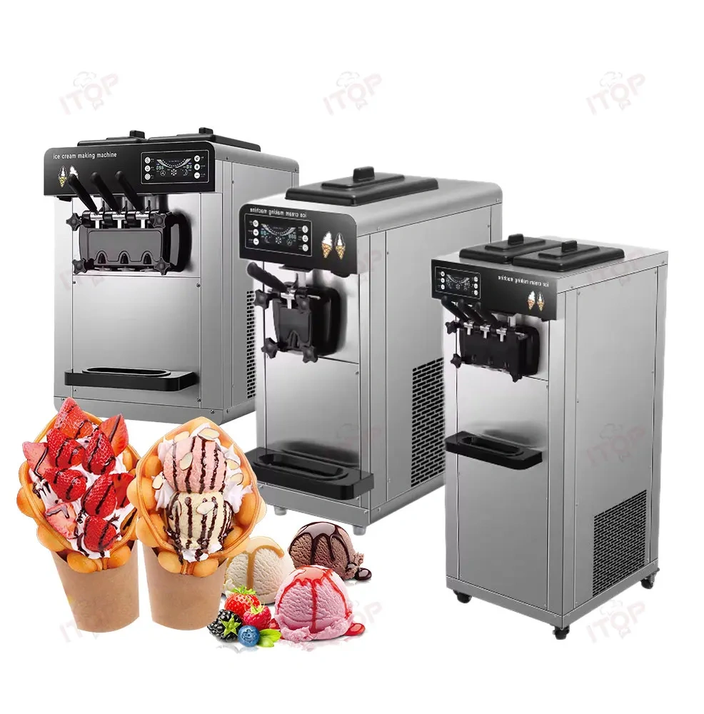 IT-SICM-603 Table Top 100pcs/h 6L*2 Hopper Commercial 3 Flavor Soft Serve Ice Cream Maker Machine