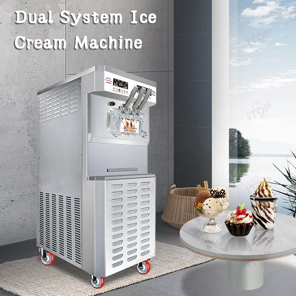 IT-ICM58L-6V 58L/H Dual Control System 10L*2 Cylinder Commercial Ice Cream Maker Machine