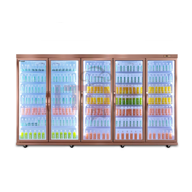 IT-BR-5D 4140L 5 Glass Doors Beverage Refrigerator Soft Drink Beer Air Cooling Display Cabinet