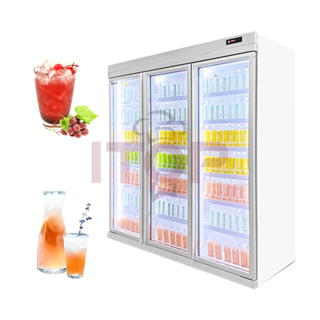 IT-BR-3D 2440L 3 Doors Beverage Display Cooler Drinks Refrigerator Upright Soft Drink Cooler