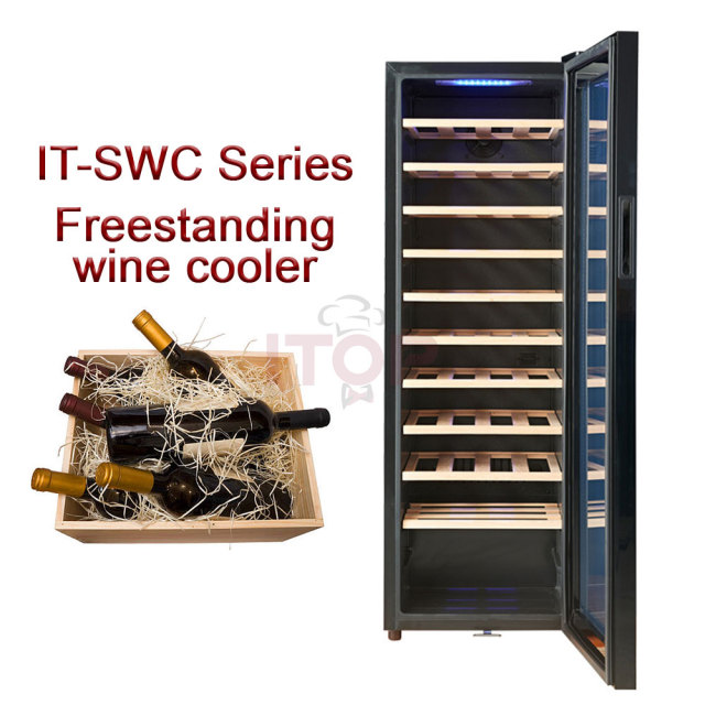 IT-SWC-48 Commercial Large Capacity 48 Bottles 138 Litres Dual Zone Display Wine Cooler Refrigerator
