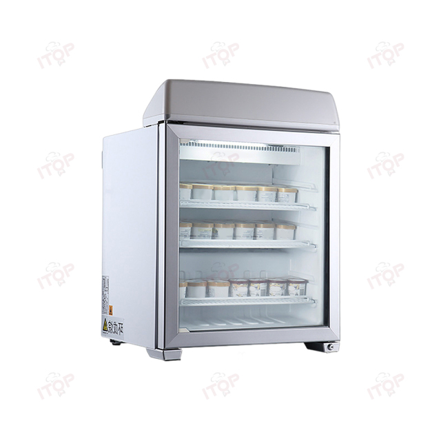 IT-SFF-109L-2 112L Small Table Top Automatic defrost Ice Cream Display Cabinet Freezer With LED Lampbox